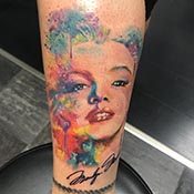 Marilyn Monroe with color splash tattoo