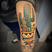 Cactus half sleeve tattoo